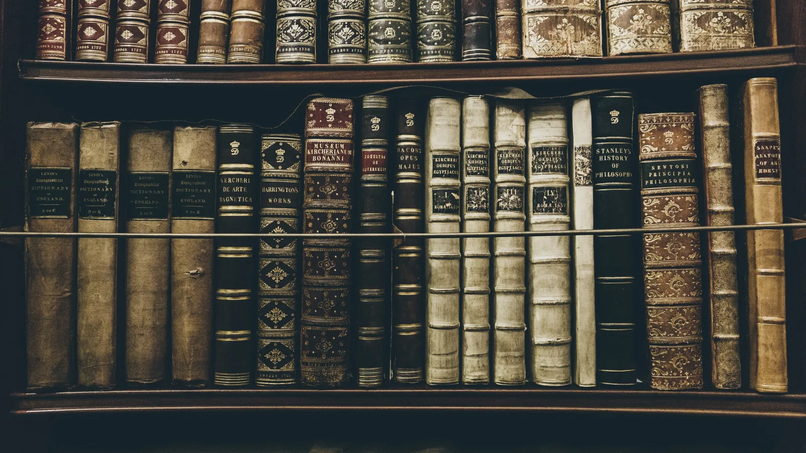 a library shelf filled with books