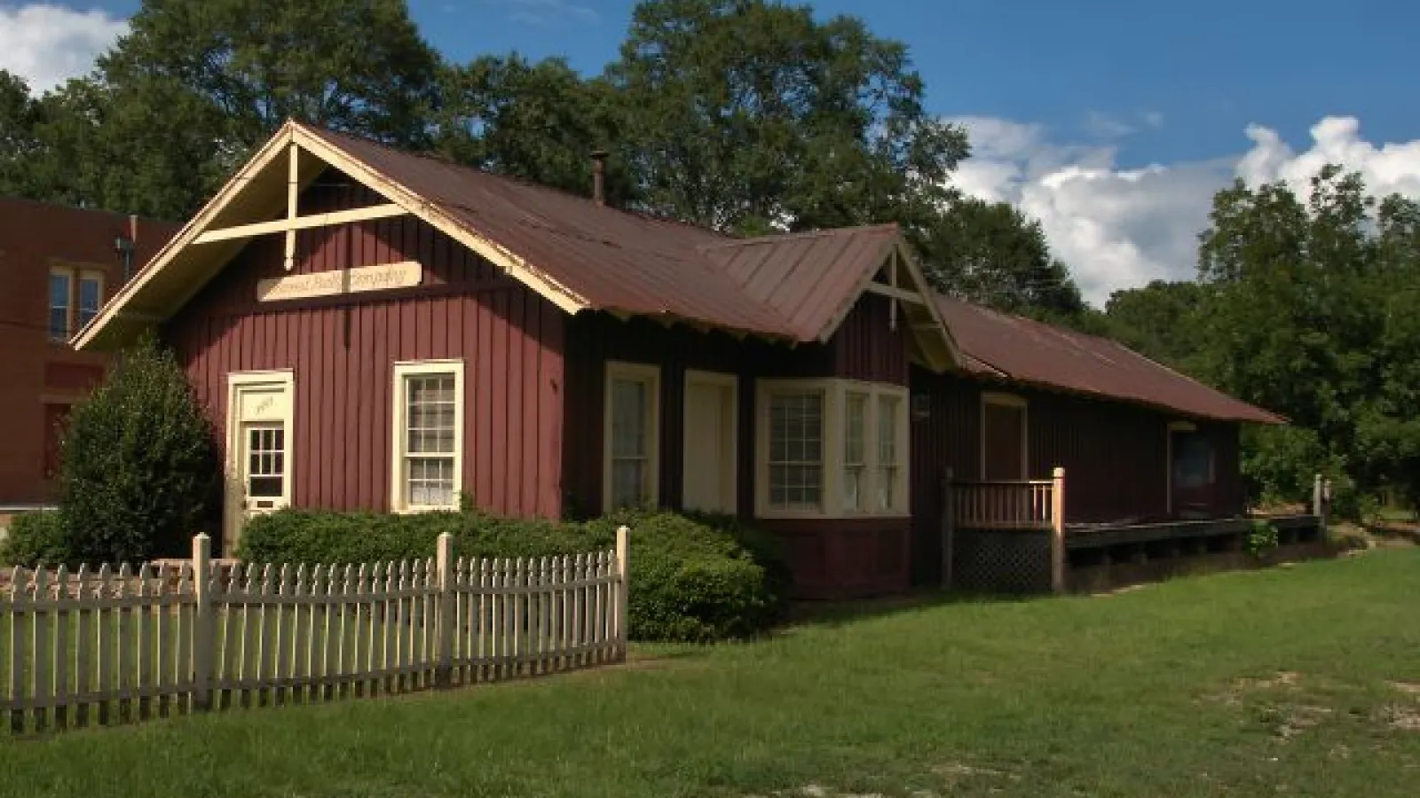 railroad depot reddish brown building