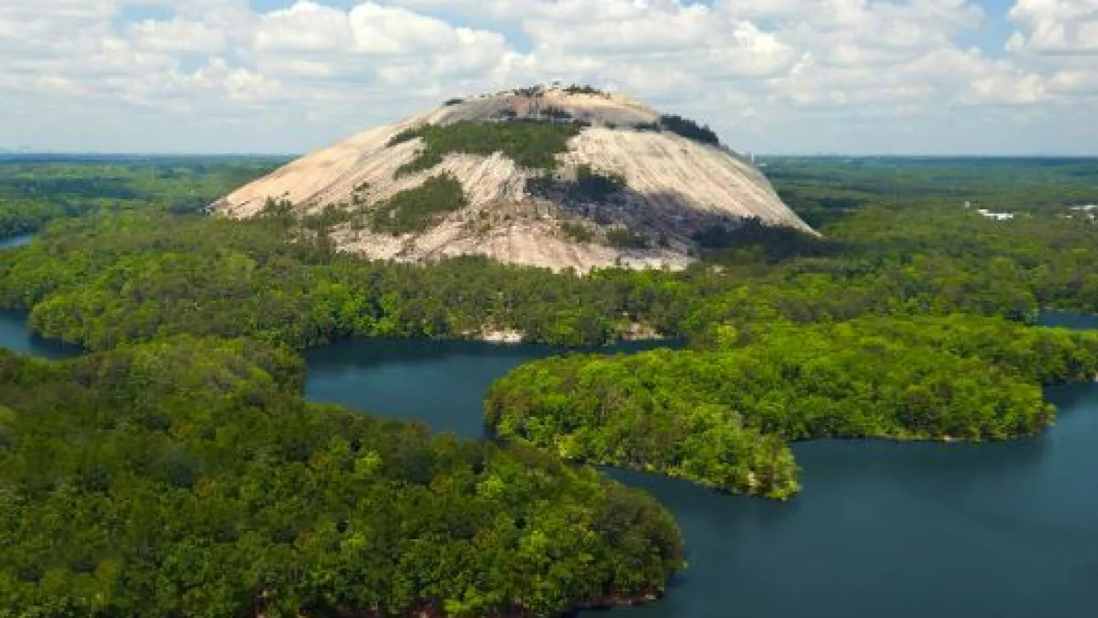 stone mountain around water