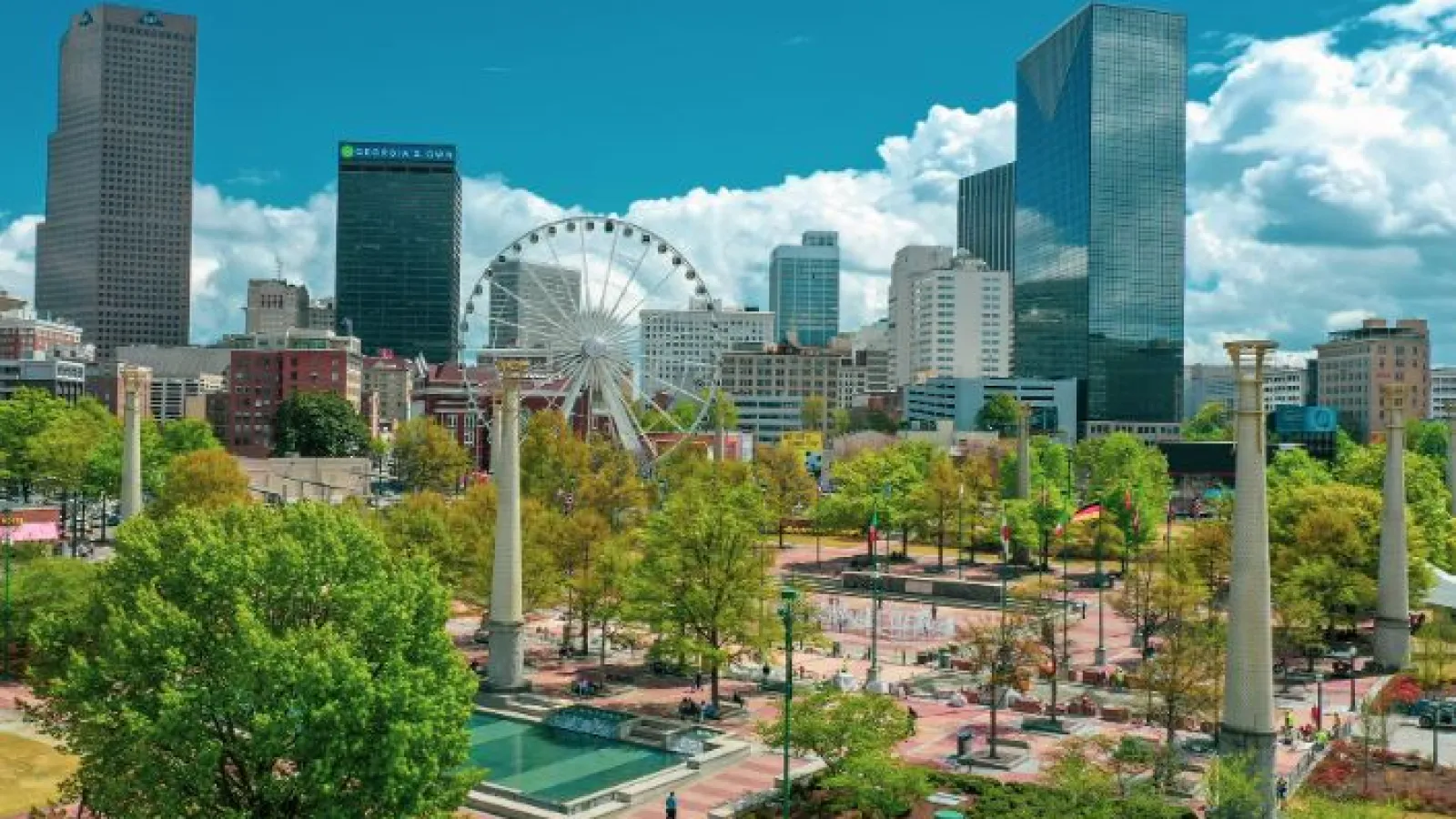 City with ferris wheel