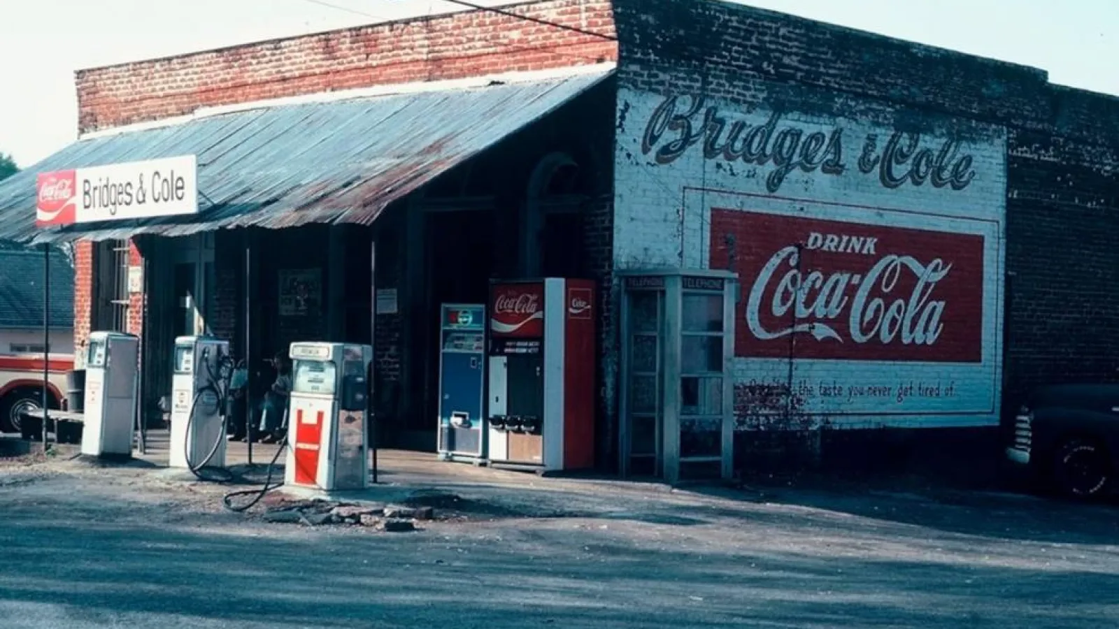 Old brick store gas station