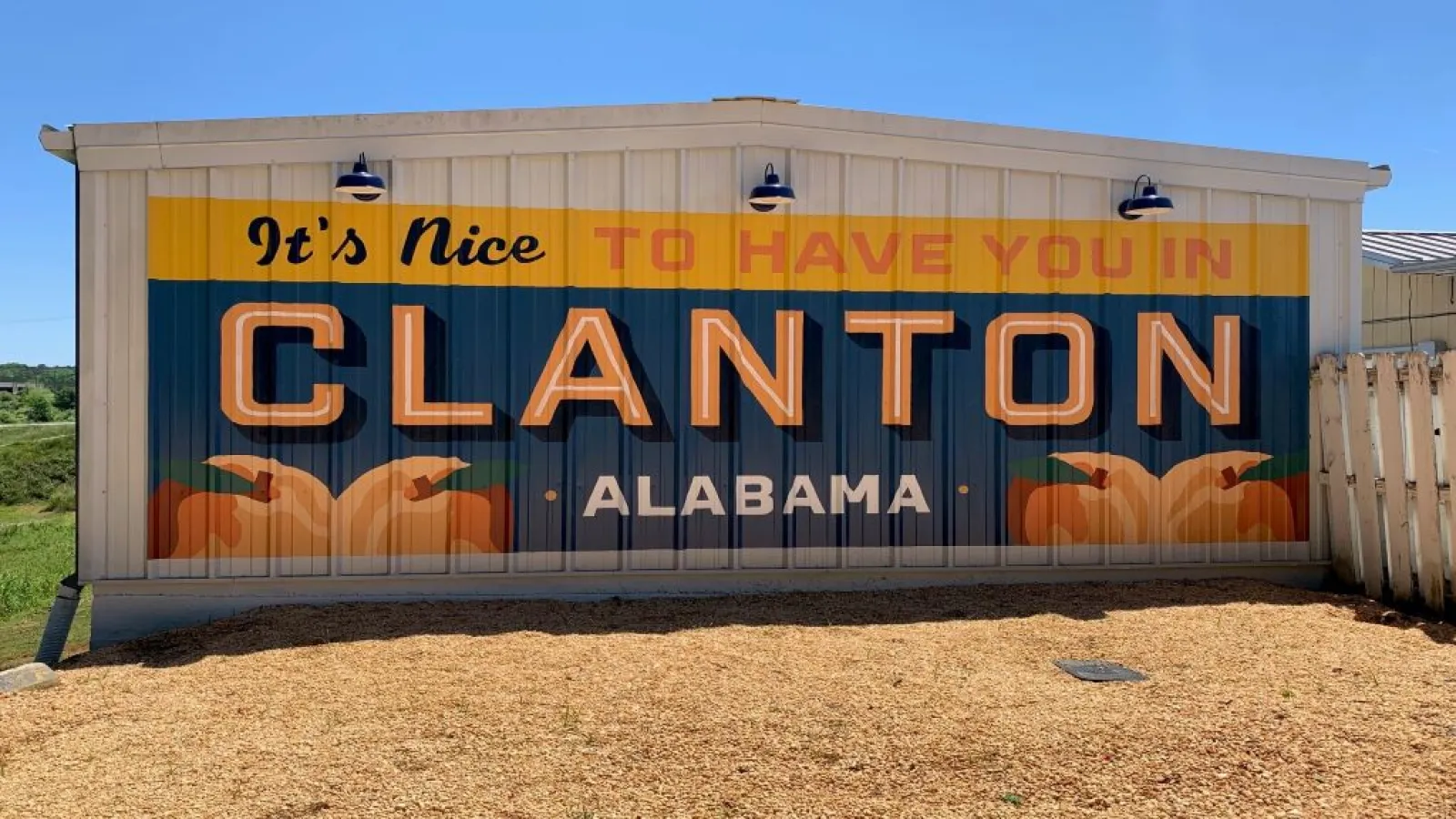Clanton Alabama sign on side of building