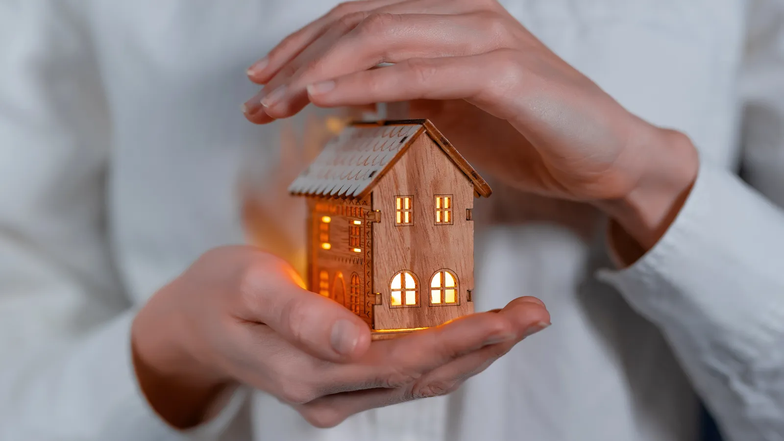 a person holding a small house