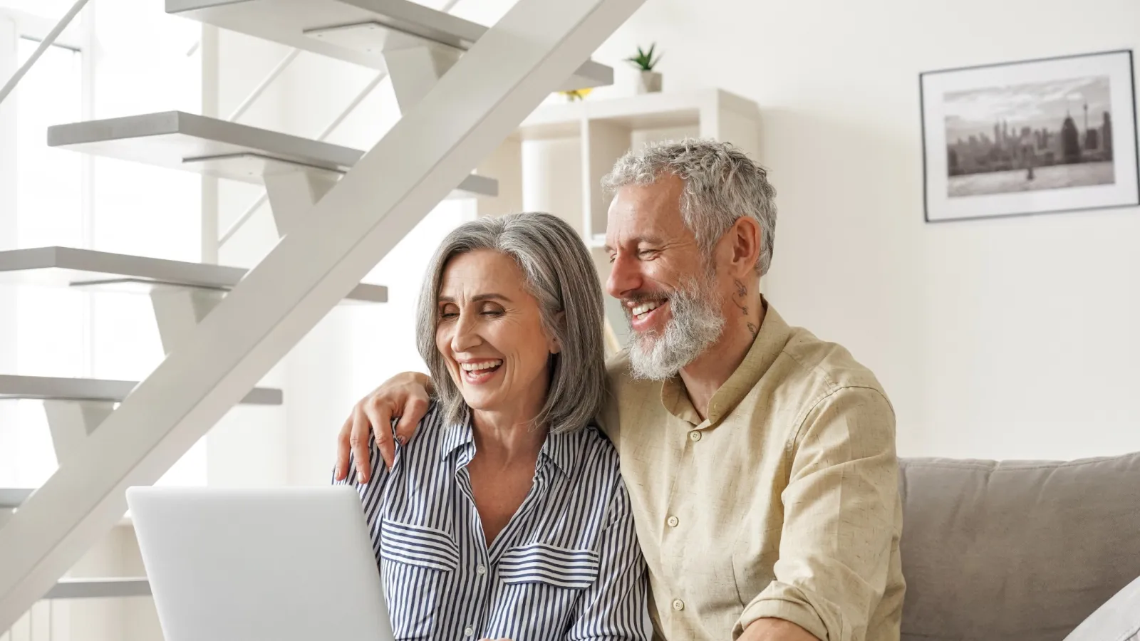 a man and a woman sitting on a couch