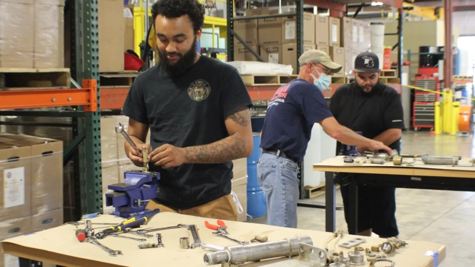 a group of men working in a factory