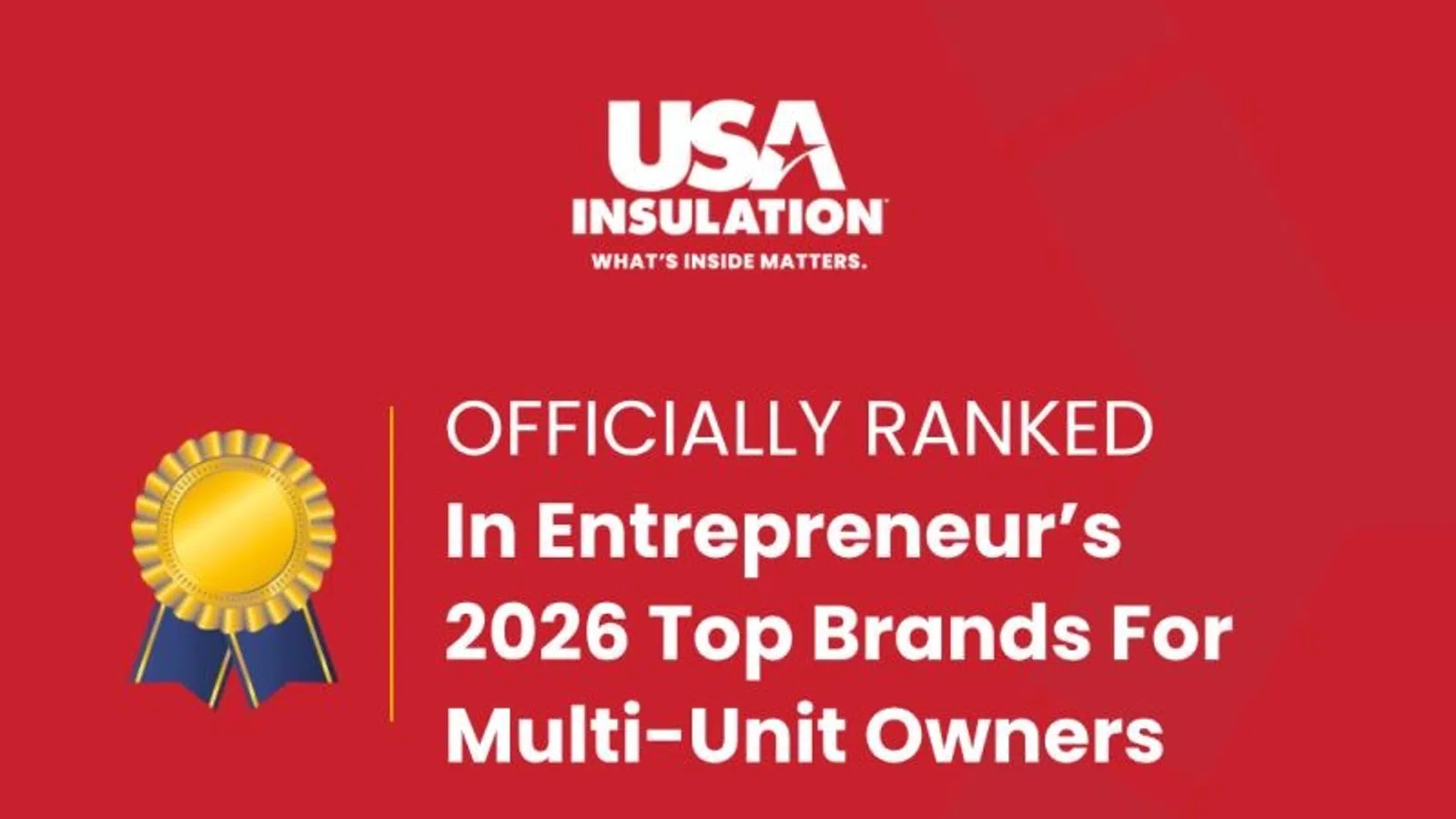 USA Insulation ranked in Entrepreneur's 2026 Top Brands for Multi-Unit Owners with branded trucks in lineup.