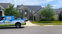 a police truck parked in front of a house