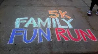 chalk print that says 5K Family Fun Run