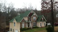 A house with a green roof 