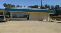 The side view of a gas station