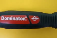 Thumbnail for Close-up of Mayhew Dominator ratchet screwdriver handle on a yellow background.