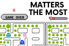 Thumbnail for Pac-Man style game maze with ghosts and the words Ghosted When It Matters The Most and Game Over.
