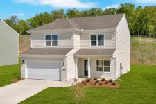 Thumbnail for Modern two-story house with white siding, attached garage, front porch, and neatly landscaped lawn in suburban area