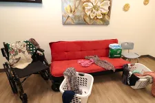 Thumbnail for a living room with a red couch