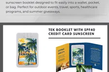 Thumbnail for Pocket-size SPF 40 credit card sunscreen booklet with tropical Tampa Bay design for easy sun protection on the go.