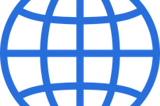 Thumbnail for Blue globe icon with longitudinal and latitudinal lines symbolizing global network on transparent background