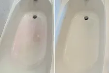 Thumbnail for Side-by-side comparison of a bathtub before and after cleaning showing stain removal and whitening.