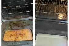 Thumbnail for Side-by-side comparison of a dirty oven interior and the same oven clean after thorough cleaning.