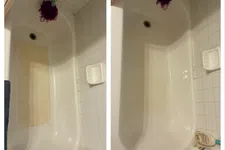 Thumbnail for Side-by-side comparison of a bathtub before and after cleaning showing removal of stains and grime.