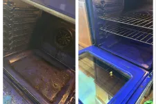 Thumbnail for Side-by-side comparison of a dirty oven interior and a clean oven interior cleaned by MaidPro Arvada