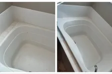 Thumbnail for before and after cleaning photos of bathtub grime cleaned by MaidPro Littleton