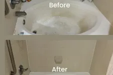 Thumbnail for Side-by-side comparison of a bathtub before and after deep cleaning showing a spotless and white surface from MaidPro Baton Rouge