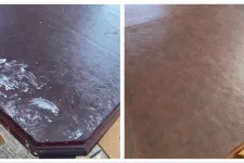 Thumbnail for Before and after cleaning comparison of a glossy table surface showing significant improvement.