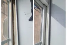 Thumbnail for Side-by-side comparison of window track before and after cleaning showing removal of dirt and grime.