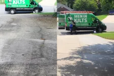 Thumbnail for a person sitting on a sidewalk next to a green truck