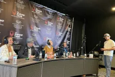 Thumbnail for Panel of four podcast hosts with microphones and headphones in a studio branded The Shrimp Tank