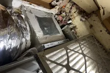 Thumbnail for HVAC ductwork and dirty air filter in a basement with exposed insulation and dust debris. Heating system maintenance scene.