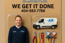 Thumbnail for HVAC technician figure, tools, van, boots, and equipment displayed on cardboard blister packaging for The Air Co.