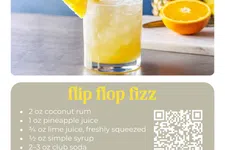 Thumbnail for Refreshing Flip Flop Fizz cocktail with pineapple wedge garnish and fresh ingredients on a marble countertop.