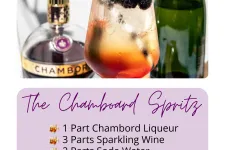 Thumbnail for Chambord Spritz cocktail with Chambord bottle, sparkling wine, and soda water against a white background.