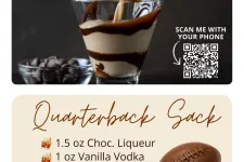 Thumbnail for Chocolate and cream cocktail being poured into a glass with chocolate drizzle, featuring Quarterback Sack recipe.