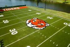 Thumbnail for a football field with a cartoon character