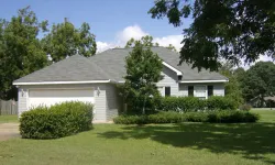 Thumbnail control image for Single-story suburban house with gray siding, a two-car garage, and a landscaped front yard with trees and shrubs.