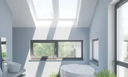 Thumbnail control image for a bathroom with a tub and a sink with skylights installed
