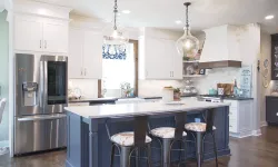 Thumbnail control image for a kitchen with a blue island