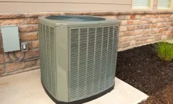 Thumbnail control image for Energy-efficient air conditioning unit installed beside a stone wall home.