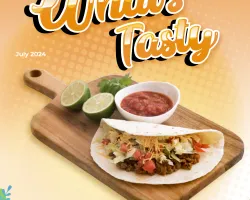 a wooden cutting board with food on it