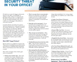 Office printer used in cybersecurity article discussing printer-related security threats and protection tips.
