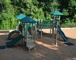 a playground with a slide