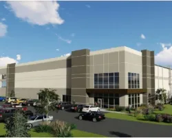 a building with cars parked in front