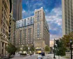 a tall building in a city