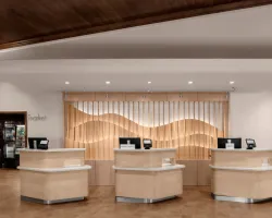 Courtyard by Marriott Custom Welcome Pods with Textured Focal Wall