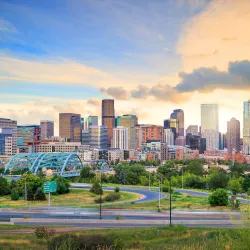 a city skyline with a park and a park