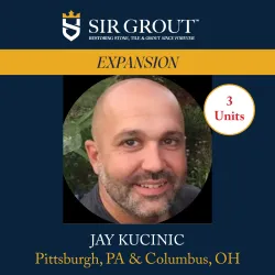 Portrait of Jay Kucinic featured in Sir Grout expansion announcement for Pittsburgh and Columbus units