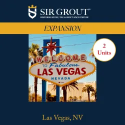 Sir Grout expansion announcement with iconic Welcome to Fabulous Las Vegas sign and 2 new units.