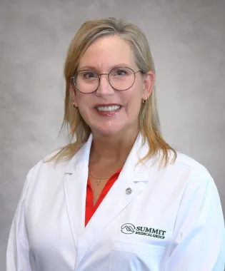 A portrait of Sara F. Patterson, MD.